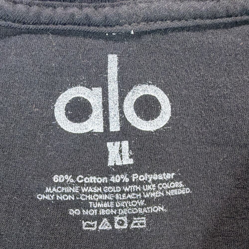 ALO Women’s XL Black Logo Crew Neck Short Sleeve Stretch Knit T-Shirt - Picture 3 of 6